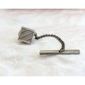Square Geometric Minimalist Silver Toned Vintage Men's Tie Tack